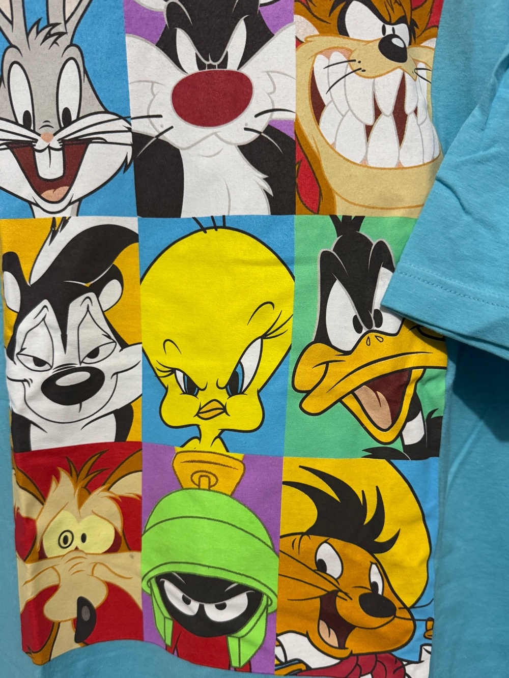 Looney Tunes Graphic Tee Unisex Blue Sz 2XL Characters Frame Grid Cotton T-Shirt - Picture 3 of 4